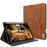 iPad Mini 6 Hülle 2021 6. Generation mit Stifthalter PU-Leder Intelligentes automatisches Aufwachen/Schlafen Weicher TPU-Rücken Hülle für iPad Mini 6th 8,3 Zoll(Caramel Brown)