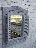 Deko-Impression Großer, Traumhafter Wandspiegel, Fensterläden, Landhausstil, grau, 73 x 55