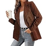 WAQD Damen Sakko Elegant Langarm Jacke Slim Fit Revers Geschäft Büro Jacke Kurz Mantel Leicht Anzugjacke Blazerjacke Damen,Herbst Und Winter Langärmelige Mode Sexy Bedruckte Anzugjack