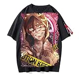 CAFINI Anime Angels of Death Cartoon Print T-Shirt Japanische Unisex Zack/Ray Kurzarm Sweatshirt Mode Streetwear Top Schwarz (S-3XL)
