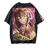 CAFINI Anime Angels of Death Cartoon Print T-Shirt Japanische Unisex Zack/Ray Kurzarm Sweatshirt Mode Streetwear Top Schwarz (S-3XL)