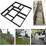 Gehweg Form Pflasterstein,Walk Maker Wiederverwendbare Betonweg Maker Formen Trittstein Pflaster Rasen Patio Yard Garden Pfadmacher Steinform (Color : Black-6pcs, Size : 45x40x4cm)