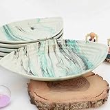 Handbemalte und handgefertigte Servierteller und Sets (Turquoise, Boat)