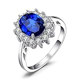 JewelryPalace Prinzessin Diana Kate Middleton Edelstein Smaragd Saphir Ringe, Verlobungsring Eheringe Promise Verlobung Ring Silber 925 Damen, Silberringe Damenring Antragsring Ringe, Damen Schmuck