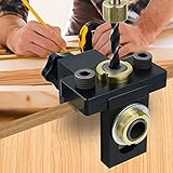 3 IN 1 Doweling Jig Kit 8/10/15mm Mini Bohrschablone Universal-Bohrhilfe Aluminium Legierung mit Bohrer Tiefenstopps für Bohrer Einstellbare Bohrführung Puncher L