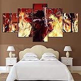J&LILI Leinwand Gemälde 5 Stück - Modular Home Decor - Alucard Hellsing HD Bilder - Moderne Wand Kunstdrucke - Anime Poster Für Boy Room,Mit Rahmen,M