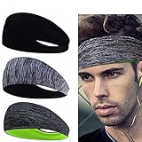 Linlook Sport Stirnband für Herren und Damen - Schweißband Anti Rutsch für Jogging, Laufen, Wandern, Fahrrad- und Motorrad Fahren 3 Pack