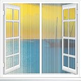 COUEO Insektenschutzvorhang 85x145cm(33x57inch) Mückenschutz Mückengitter Insektenschutz Mit Klettverschluss für Fenster, Weiß