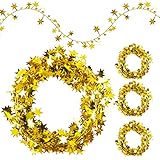 4 Pcs x 7.5 Meter Lametta Girlande mit Sterne Glitzer Gold Folien Girlanden Weihnachtsbaum Deko Banner DIY Hängende Dekoration für Party Geburtstag Hochzeit Weihnachten Karneval Fasching usw