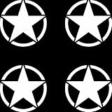 GreenIT 4 Stück US Sterne 5cm matt weiß USA Army MP Auto Jeep Tuning Aufkleber Tattoo die Cut Deko F