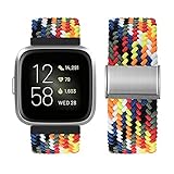 Vozehui Kompatibel mit Fitbit Versa, Fitbit Versa 2, Versa Lite Armband, elastisches, atmungsaktives, verstellbares Sport Ersatzband aus weichem Nylon für Fitbit Versa 2 Versa Lite, Damen H