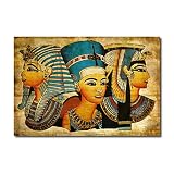 ZHANGWEIART Poster Wandbilder Alte ägyptische Pharao-Druck-Gemälde auf Leinwand-Wohnzimmer-Wand-Kunst-Poster für Wohnkultur-Geschenk 60x90
