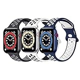 FENGLIN Wasserdichtes Silikon Armband Kompatibel mit Apple Watch Armband 44mm 42mm 40mm 38mm,Poröses und Atmungsaktives Armband Kompatibel mit Apple Watch SE/iWatch Serie 6/5/4/3/2/1