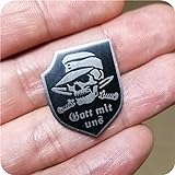 WLTY Gott mit Uns (Gott mit Uns) Emaille Pin Schädel Messer Brosche Vintage Silber schwarz Schild Abzeichen Deutsche Wehrmacht Schmuck G