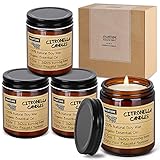 KWANITHINK Duftkerzen Geschenkset für Frauen Duftkerze Set,Citronella Kerze outdoor, 4 x 50 Std, 4X240g Natürliche Sojawachs Kerzen perfekt für Camping, Grillen, Picknicks, G