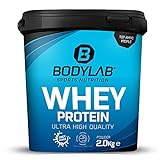 Protein-Pulver Bodylab24 Whey Protein Bourbon Vanille 2kg, Protein-Shake für die Fitness, Whey-Pulver kann den Muskelaufbau unterstützen, Hochwertiges Eiweiss-Pulver mit 80% Eiweiß, Asp