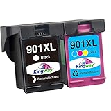 Kingway 901 XL Druckerpatronen Kompatibe für HP 901 901 XL Multipack für HP Officejet Officejet 4500 G510 J4524 J4535 J4580 J4585 J4624 J4660 J4680 Series(Schwarz, Farbe 2er-Pack)