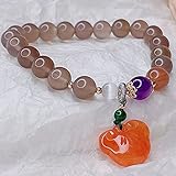 Feng Shui Rot Achat Armband Ruyi Jade Armband Lila Kristall Bead Reiki Quarz Armband Authentisch Juwel Für Heilung Wohlstand Reichtum Langlebigkeit Für Männer Frauen,G