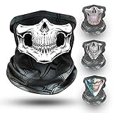 Klangfeiler® Multifunktionstuch - NEUE DESIGNS - Bedrucktes Halstuch Bandana & Schlauchschal - Ein solider Nackenwärmer Totenkopf Skull Gesichtsmaske - Face Shield für Motorradfahren -Classic Sk