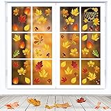 Herbstblatt Fenster Aufkleber,Thanksgiving Fenster Dekorationen,Herbst Blätter Fensteraufkleber,Herbstdekoration Fenster,Herbst Fensterbilder,für Kinderzimmer Cafe Buchhandlung (9 Blätter)