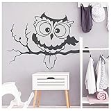 Wandtattoo Eule auf einem AST Wandsticker Kinderzimmer / 04 dunkelrot / 35 cm hoch x 50 cm b