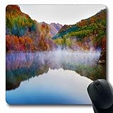 Mousepads Blue Fall Herbstansicht Lake Mountain Reflections Farbe Keil im Teich Natur Grünes Wasser Szenisches Design Längliche Form Rutschfeste Gaming Mauspad Gummi Längliche M