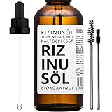 Rizinusöl BIO | 100% rein, natürlich und kaltgepresst | Pflege für Nägel, Wimpern, Haut, Bart| 50 ml | Vegan & Cruelty Free | BIO Castor Oil | Glasflasche + Pipette + 2 Pinsel (Deutsche)