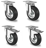 4 Stück Transportrollen lenkbar 125mm Gummibereifung Lenk/FS