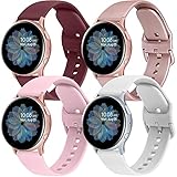 WARME 4 Stück Armband Kompatibel mit Samsung Galaxy Watch Active 2 40mm 44mm Armband, 20mm Neue Weiche TPU Armbänder für Galaxy Watch 3 41mm / Galaxy Watch 4 40mm 44mm/Galaxy Watch 4 Classic 42mm 46