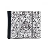 DIYthinker Flip Barock-Kunst Blume Blatt Moderne Parallel Repeat Illustration Muster Bifold Kunstleder Geldbörse Multi-Funktions-Karten-Geldbeutel-Geschenk One_Size Mehrfarbig