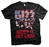 KISS Offizielles Lizenzprodukt Shout It Out Loud 3XL, 4XL, 5XL Herren T-Shirt (Schwarz), 4X-Larg