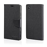 Stylisches Bookstyle Handytasche Flip Case für 'Huawei Y6 II' (nicht für das Y6 II Compact geeignet!) Handy Schutz Hülle Etui Schale Cover Book Case schw