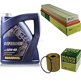 Filter Set Inspektionspaket 5 Liter MANNOL Motoröl Defender 10W-40 API SL/CF MANN-FILTER Luftfilter Ö