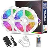 LED Strip, Micacorn 10M 300LEDs RGB LED Streifen SMD5050 Strip Licht Kit mit IR 44-Tastenfernbedienung, 12V 5A-Netzteil für Dekoration Schlafzimmer Zimmer Wohnkü
