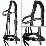 Heinick-Reitsport Trense anatomisch Performance Schwarz Lack konisches RH Zaumhaken ~ Warmblut ~ Auswahl (Rose)