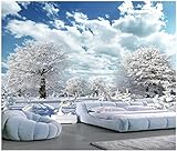 MAZF Custom Photo Mural 3D Tapete Blaue Bäume in den Fernen Bergen Home Decor Wohnzimmer Tapete für Wände 3D in Rollen 420cm (B) x 260cm (H)