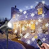 Led projektor weihnachten außen, GreenClick LED weihnachten Schneeflocke Schneefall Projektor lichter mit Timing Fernbedienung wasserdicht projektionslampe für kinder party garten outdoor und I