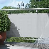 Floracord 12-75-50-07 Hochwertige Balkonumrandung aus Polyesterstoff 75 x 500 cm mit Zubehör montagefertig, silberg