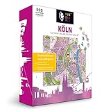 PuzzleMap Köln Puzzle Stadtplan | XXL 500 Teile | Mit Booklet & Faltkarte | 64x48cm Motivgröße | Reiseführer Geschenk S