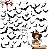 Halloween Wand Fledermäuse, 96 Stücke 4 größen 3D Fledermäuse Wand Aufkleber,Flügel Faltbar Scary Fledermäuse,für Dekoration Halloween Party Haus Fenster Wanddek
