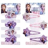 YUESEN Haarspange Haarring Eiskönigin 8PCS Haarspangen Haarring Kinderschmuck Haarschmuck Eiskönigin Frozen Schmuckset für Kinder Exquisite Cartoon Schleife für Geburtstag Geschenk