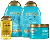 OGX Extra Strength Argan Oil of Morocco 4er-Set mit Shampoo, Conditioner, Haarmaske und Haarö