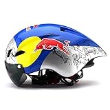 FHGH MTB-Helm MTB-Fahrradbrille Helm Fahrrad Pneumatischer Fahrradhelm Fahrradhelm Integriertes Design/Einstellbare KopfgrößE Red Bull 56-61CM