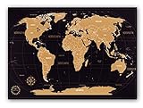 Weltkarte zum Rubbeln - Kronewerk - Deutsch oder Englisch - XXL 88x57cm + Deutschland -Karte in A4, Kreatives Geschenk für Vielreisende, Scratch Off World Map, Landkarte zum Freirubb