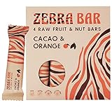 Zebra Bar, Frucht- & Nussriegel, Cacao & Orange, ohne künstlichen Zucker, roh, vegan, gluten- und laktosefrei, 4 x 35 G