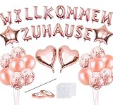 Willkommen Zuhause Deko Set,Banner Willkommen Zuhause,Willkommen Zuhause Ballon,Welcome Home, Herzlich Willkommen Schild für Hause Familie Partei Dek