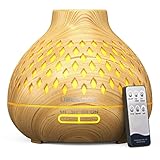 UBEGOOD Aroma Diffuser, 400ml Aroma Diffuser Kabellos Atomization Essential Oil Diffuserm it 7 Farben LED Duftöl Diffuser Ätherische Öle Luftbefeuchter Ultraschall für Zuhause, Yoga, Büro, S