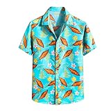 Sommerhemd Beach Palmen Funky Herren Hawaiihemd Kurzarm Look Bedruckter Strand Urlaub Hemd Strandhemd Button-Down-Hemd Kurzarm Hemden Bunt F