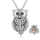 LONAGO 925 Sterling Silber Personalisierte Foto Medaillon Halskette Nette Eule Medaillon die Bild Anhänger Halskette Schmuck H