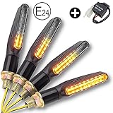 Binego 4x Motorrad LED Blinker mit Lauflicht Mini E Geprüft für Quad Roller E Scooter Moped Motorroller CCM Tuning Straßenzulassung E24 + R
